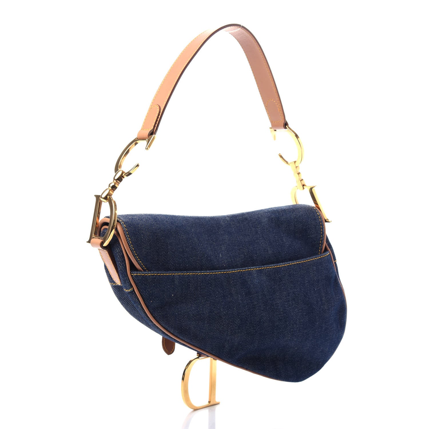 Christian Dior Denim Calfskin Saddle Bag Blue 3 of 10
