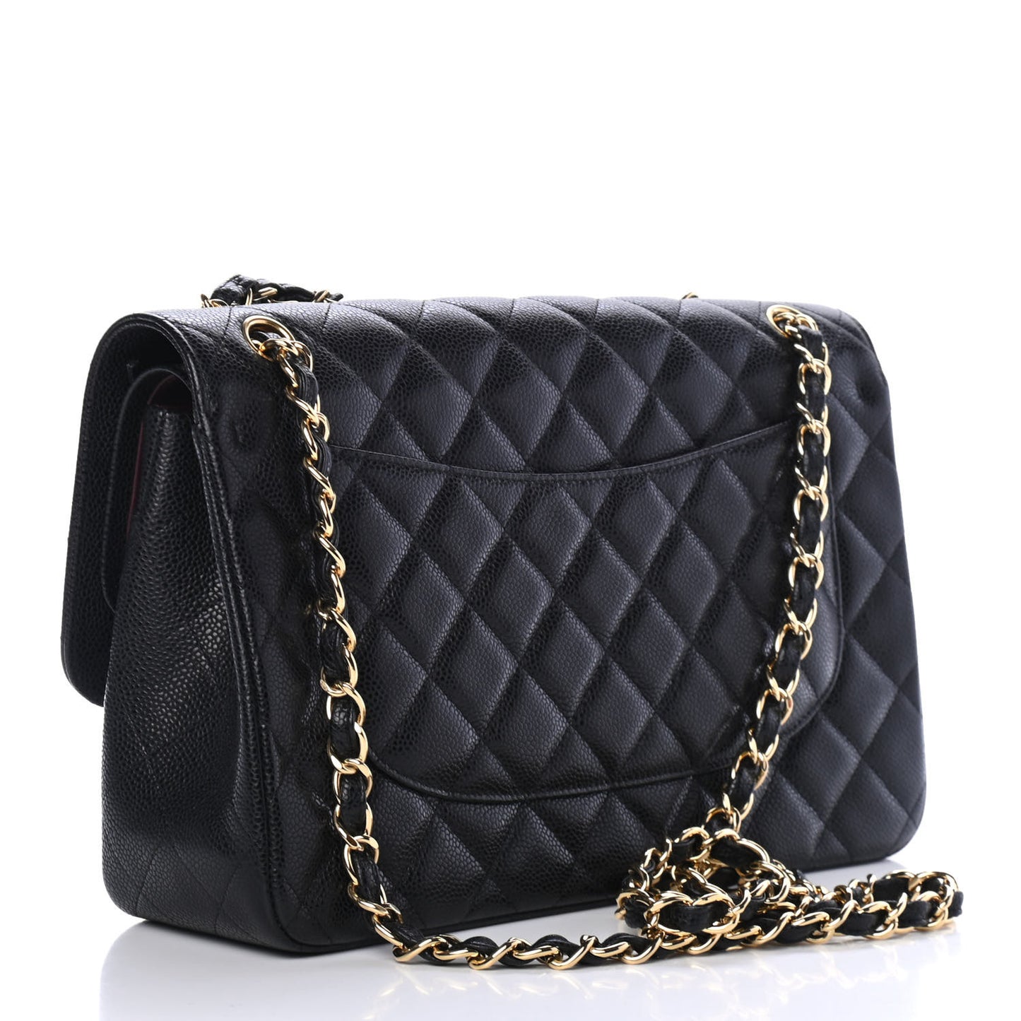 Caviar Quilted Jumbo Double Flap Black