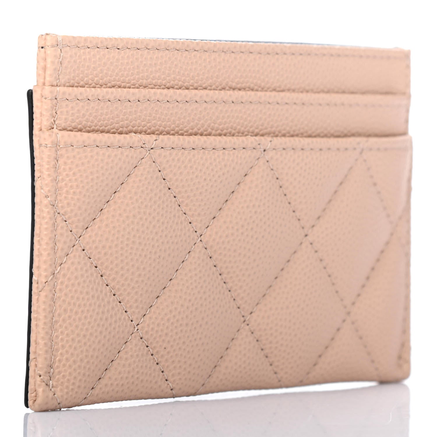 Chanel Caviar Quilted Filigree Card Holder Beige Black 2 of 5