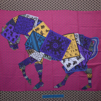 Hermes Cashmere Silk A Cheval Sur Mon Carre Shawl GM 140 2 of 7