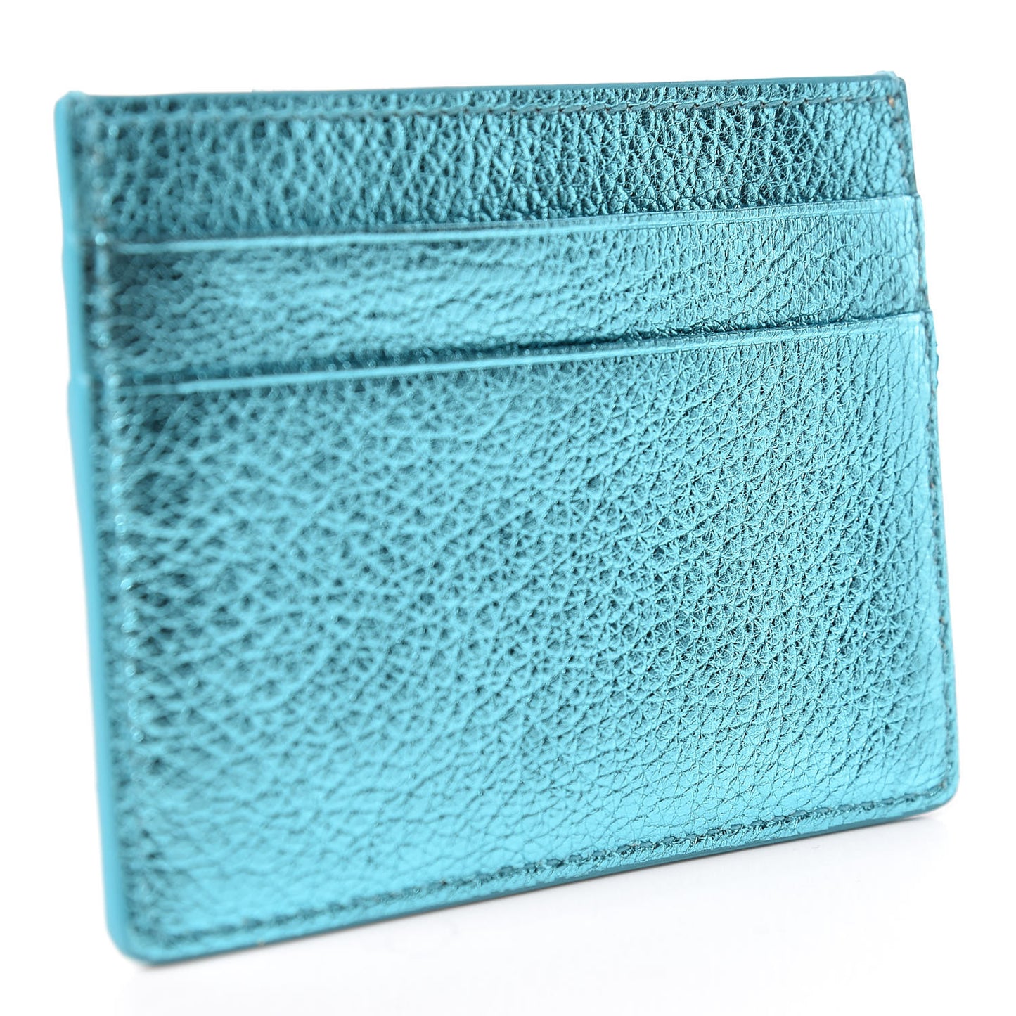 Metallic Goatskin Logo Everyday Multi Card Case Turquoise Black
