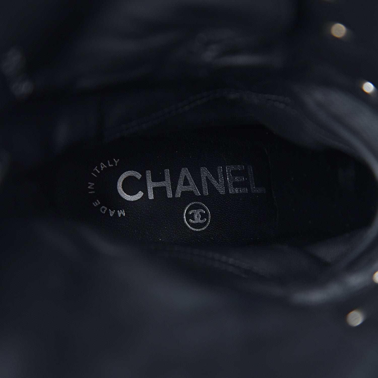 Chanel Calfskin Metal Plate Biker Boots 37 Black 7 of 8