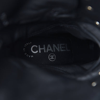 Chanel Calfskin Metal Plate Biker Boots 37 Black 7 of 8