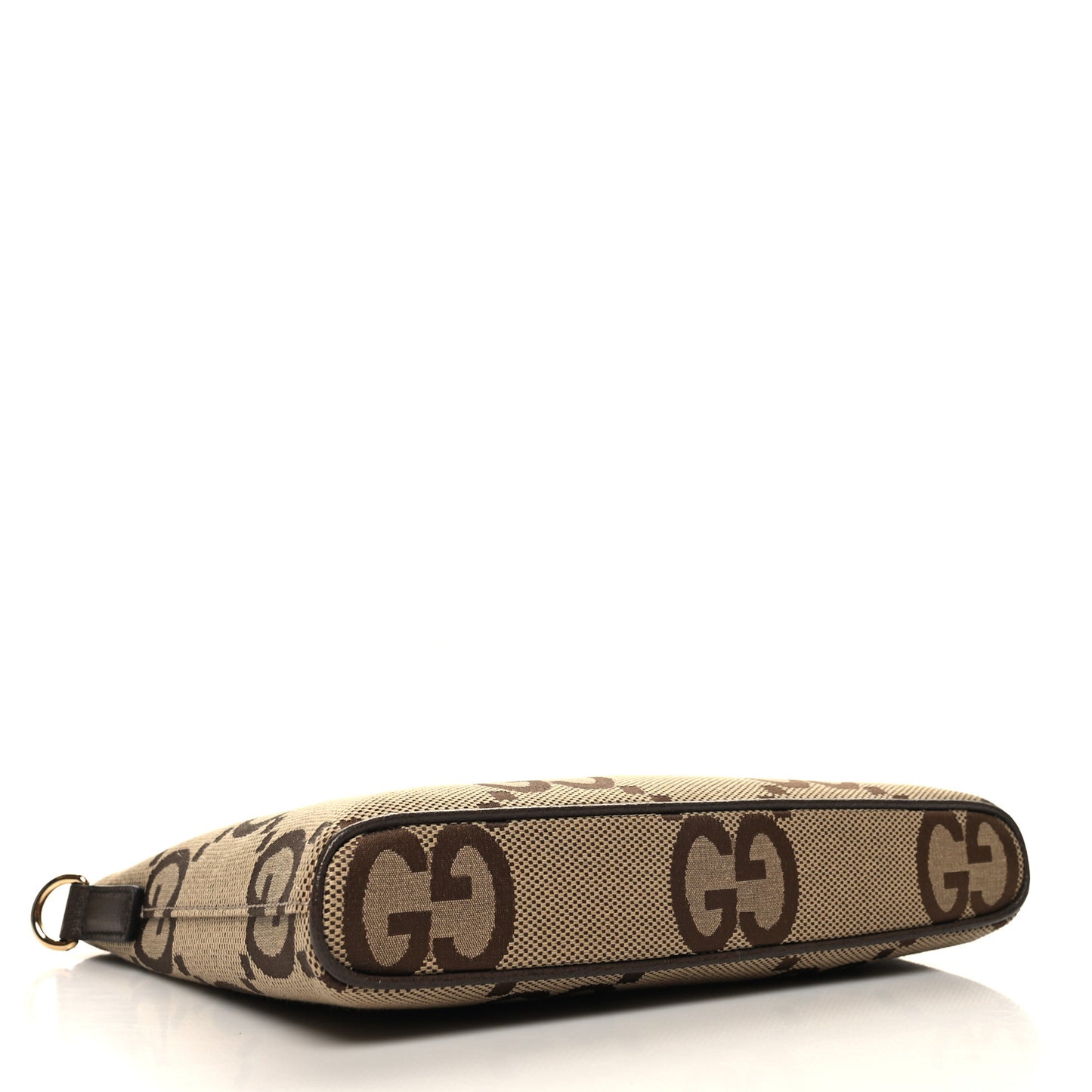 Monogram Jumbo GG Textured Dollar Calfskin Web Wristlet Messenger Bag Camel Ebony New Acero