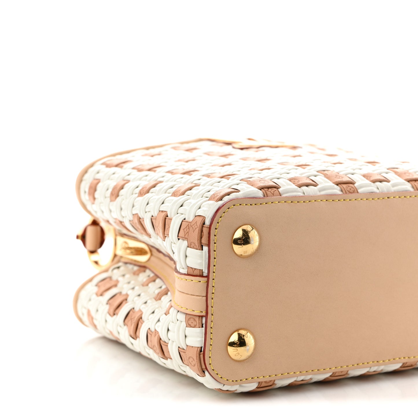 Woven Calfskin Heavenly Capucines BB White Natural