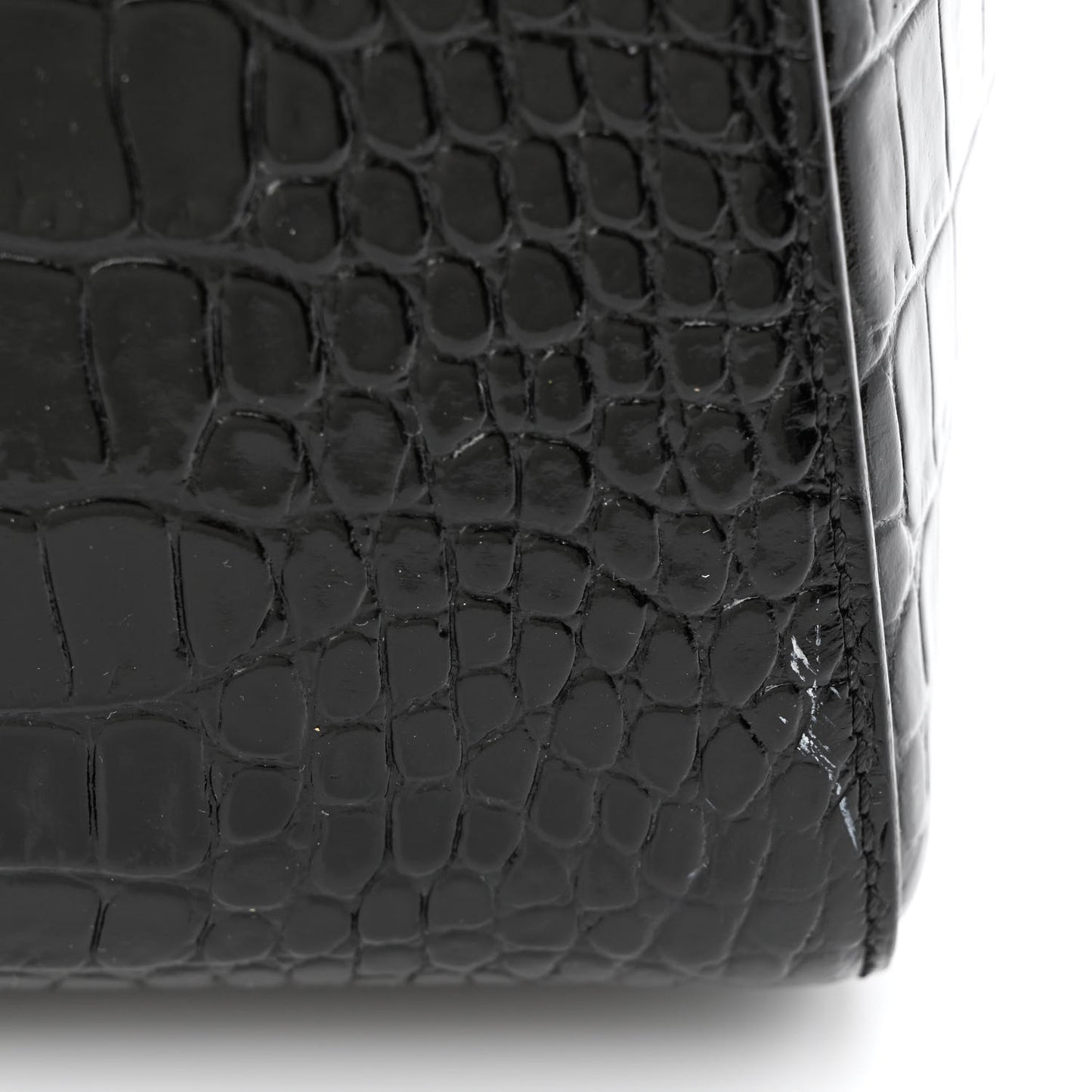 Calfskin Crocodile Embossed Mini Antigona Black