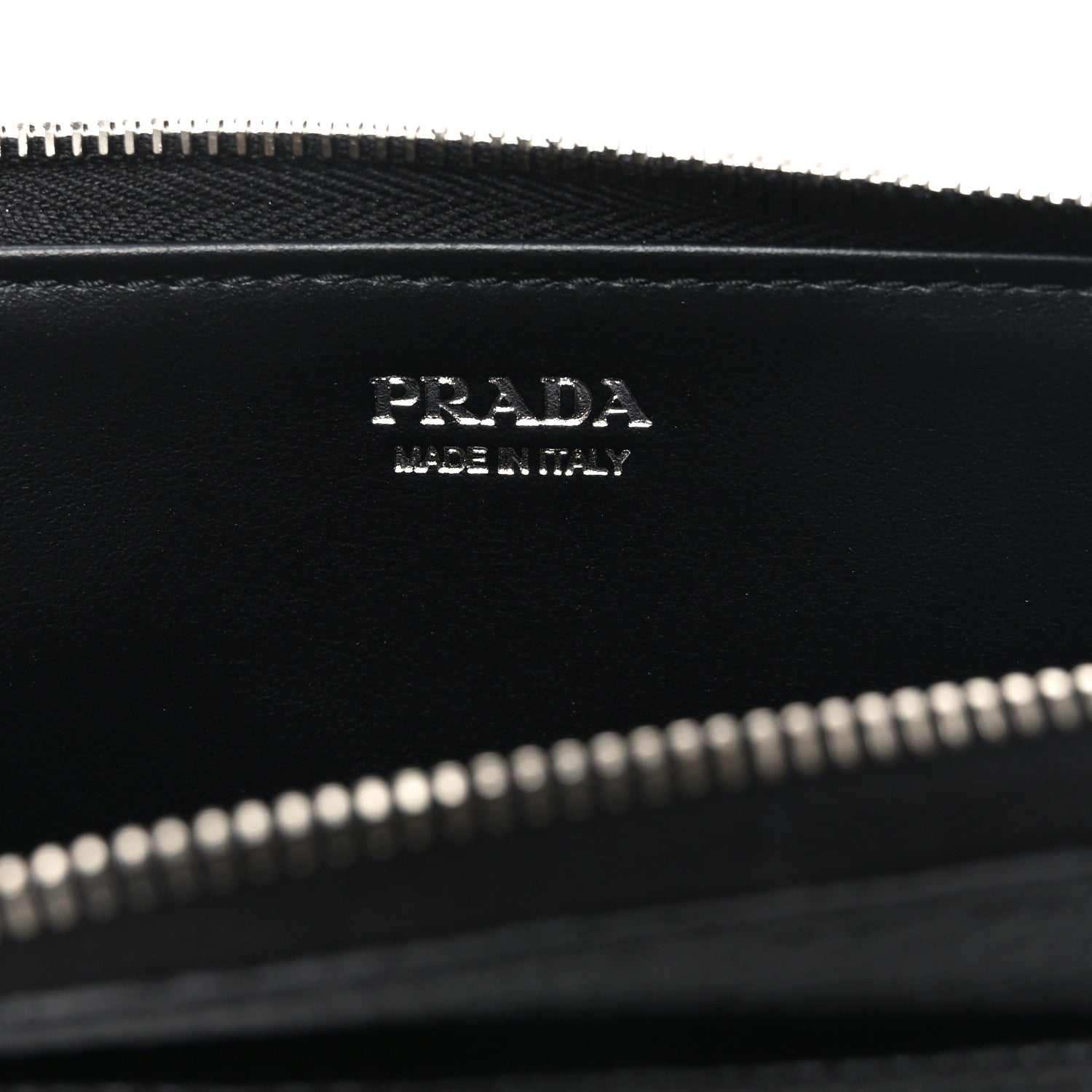 Prada Vitello Daino Triangle Zip Around Keychain Black 6 of 6