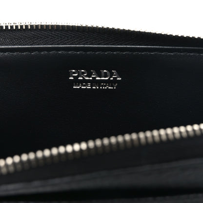 Prada Vitello Daino Triangle Zip Around Keychain Black 6 of 6