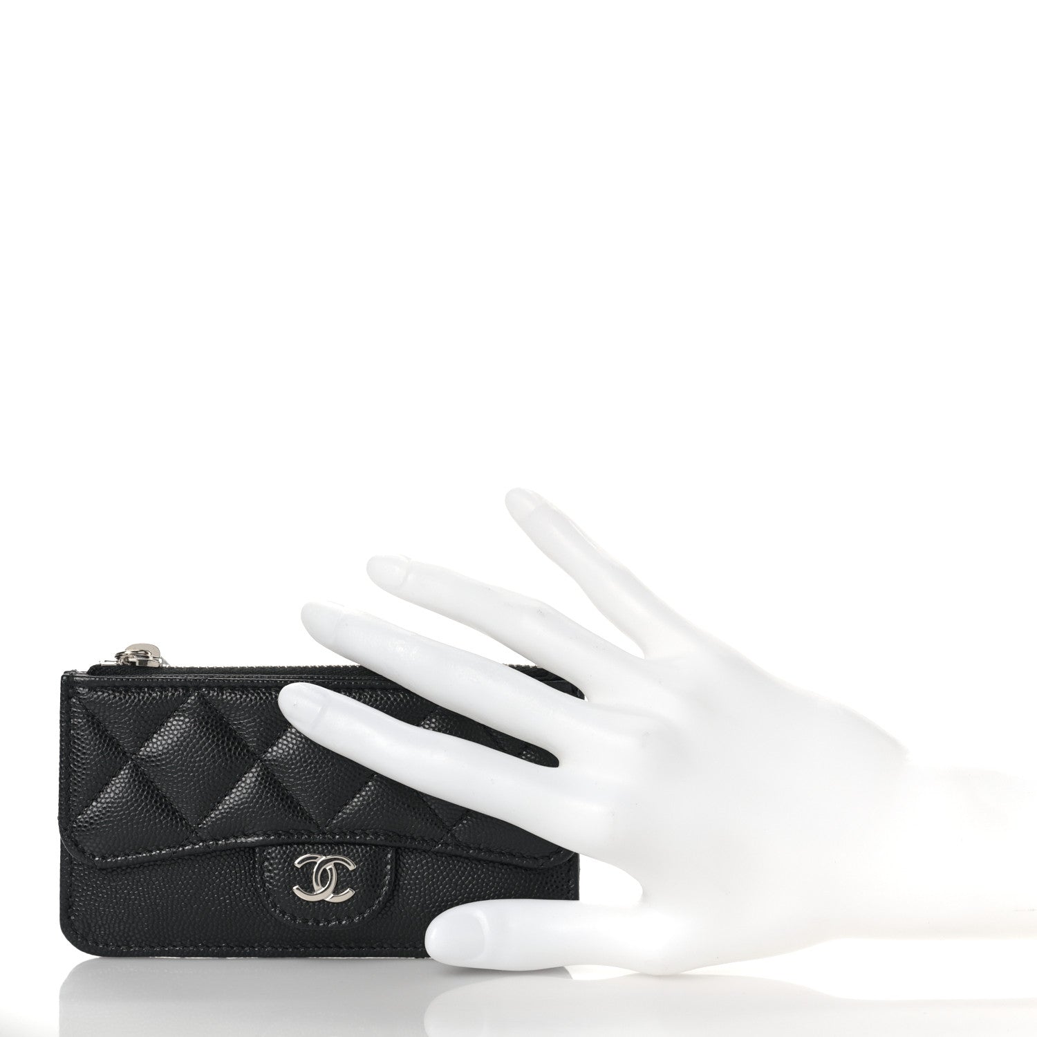 Chanel Caviar Quilted Flap Zip Card Holder Black 2 of 9