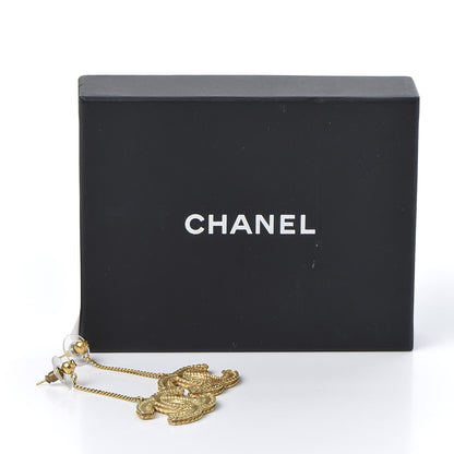 Chanel CC Drop Earrings Matte Gold 5 of 5