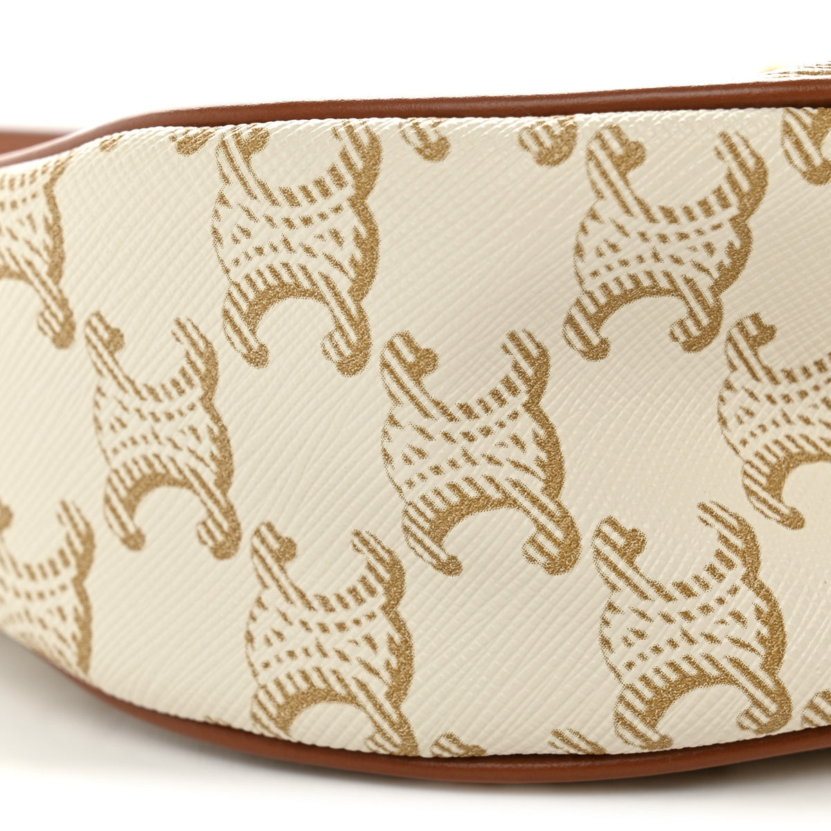 Canvas Calfskin Ava Triomphe Shoulder Bag White