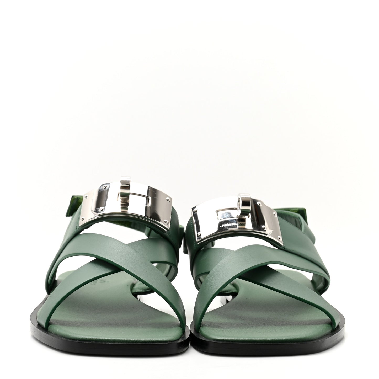 Calfskin Womens Ines Sandals 37 Vert Lierre