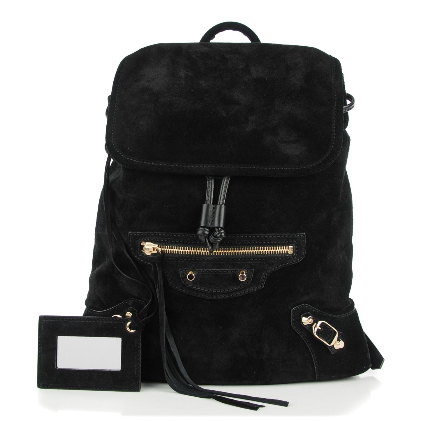 Baby Daim Suede Classic Hardware Traveler Backpack Black