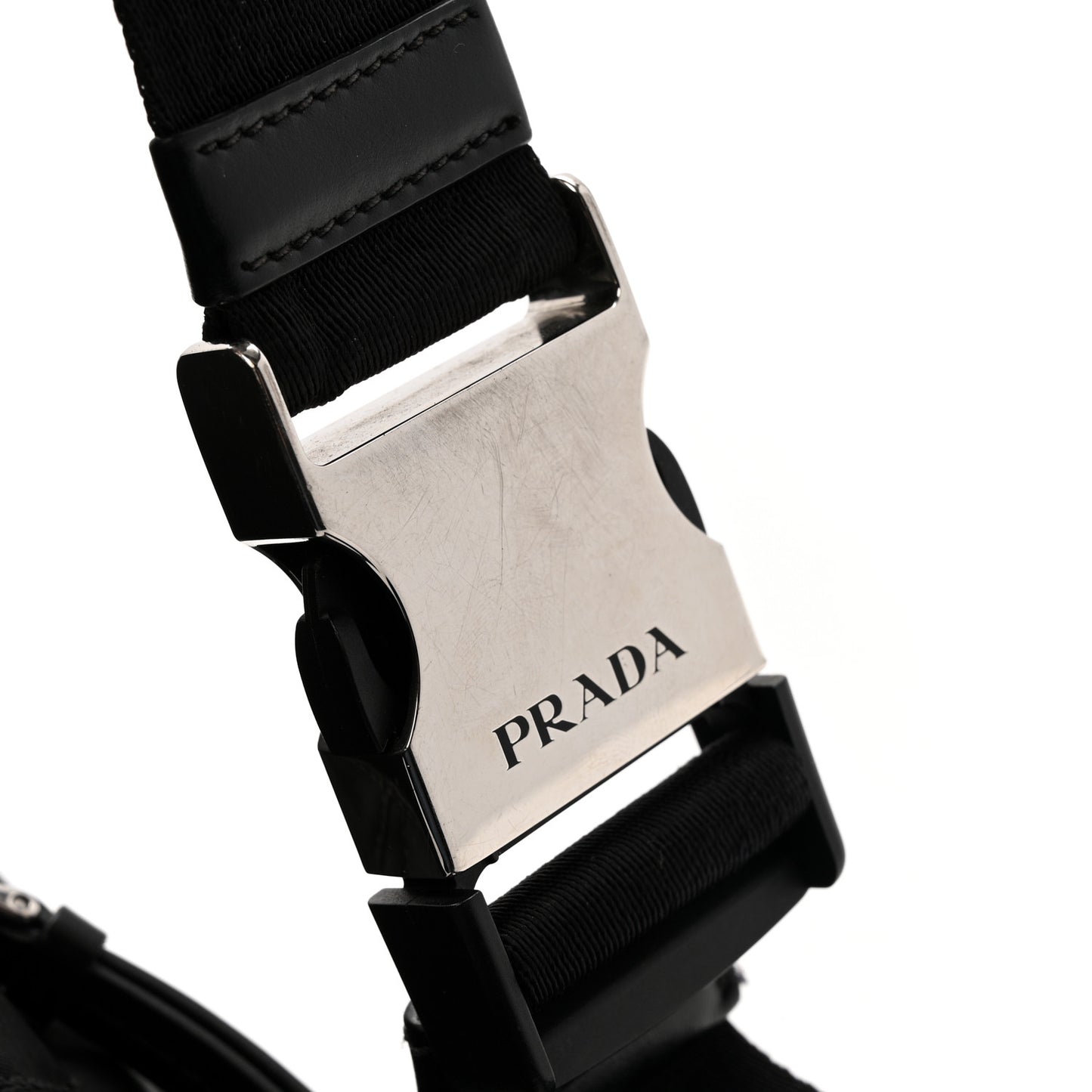 Re-Nylon Vitello Metal Triangle Logo Sling Backpack Black