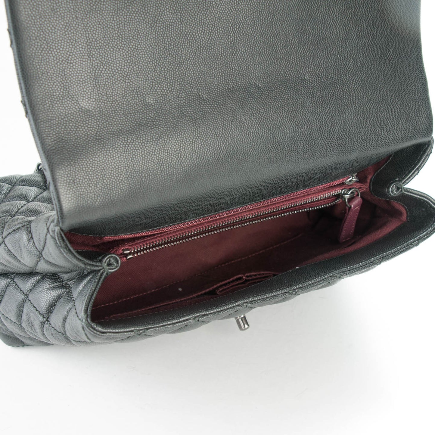 Caviar Quilted Small Coco Handle Flap Black