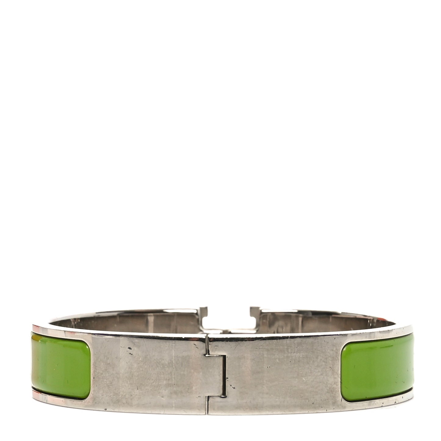 Enamel Narrow Clic Clac H Bracelet PM Vert Prairie White