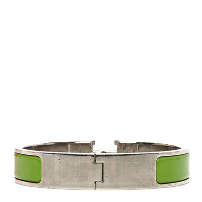 Hermes Enamel Narrow Clic Clac H Bracelet PM Vert Prairie White 3 of 5