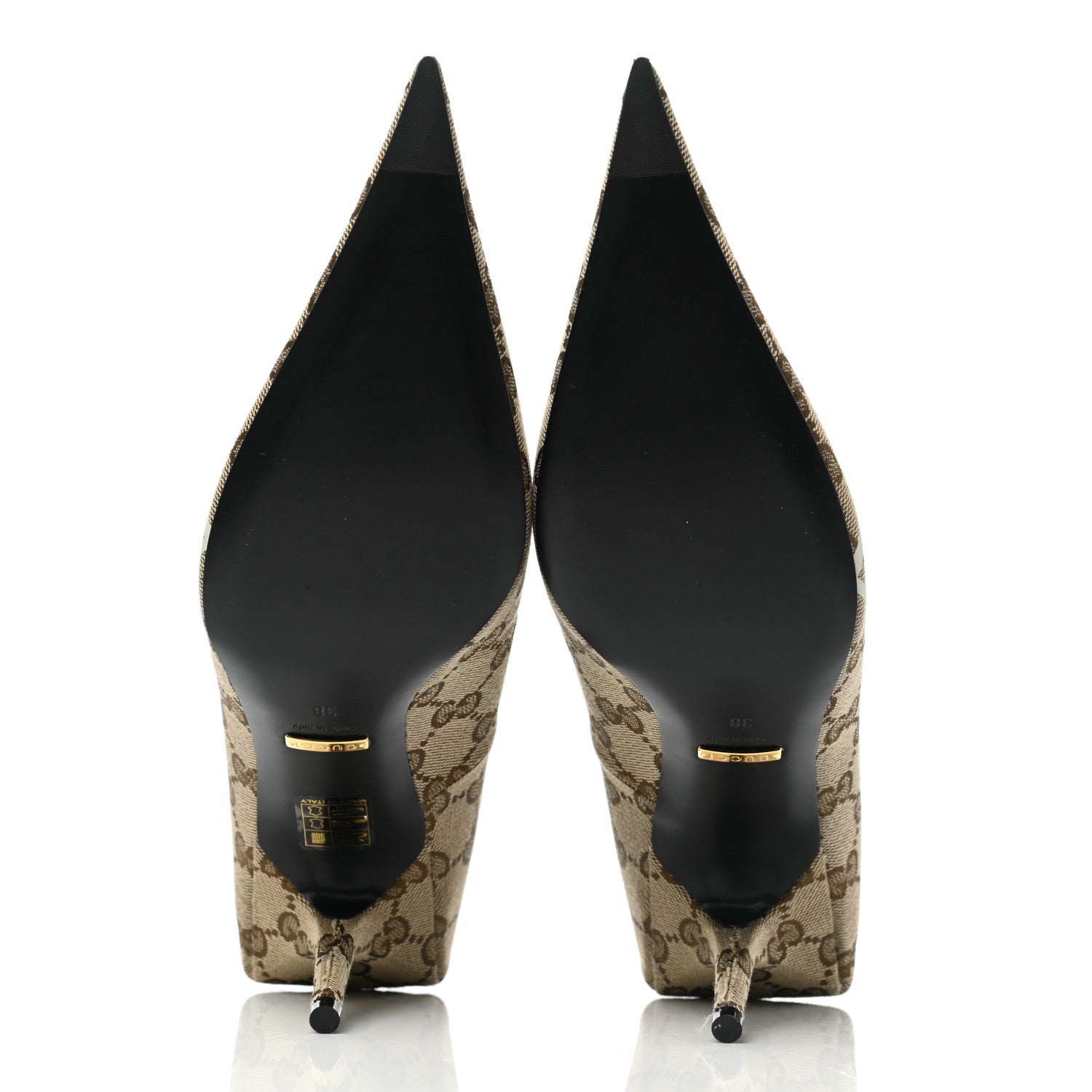 Balenciaga X GUCCI GG Monogram Square Knife Pumps 38 Beige Ebony 5 of 9