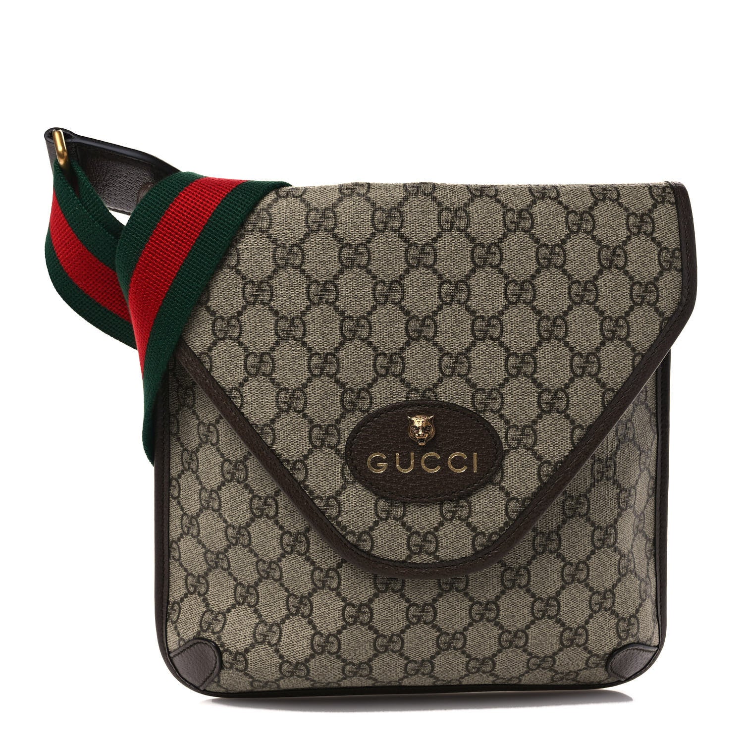 Gucci GG Supreme Monogram Web Medium Neo Vintage Flap Messenger Bag Beige New Acero 1 of 8