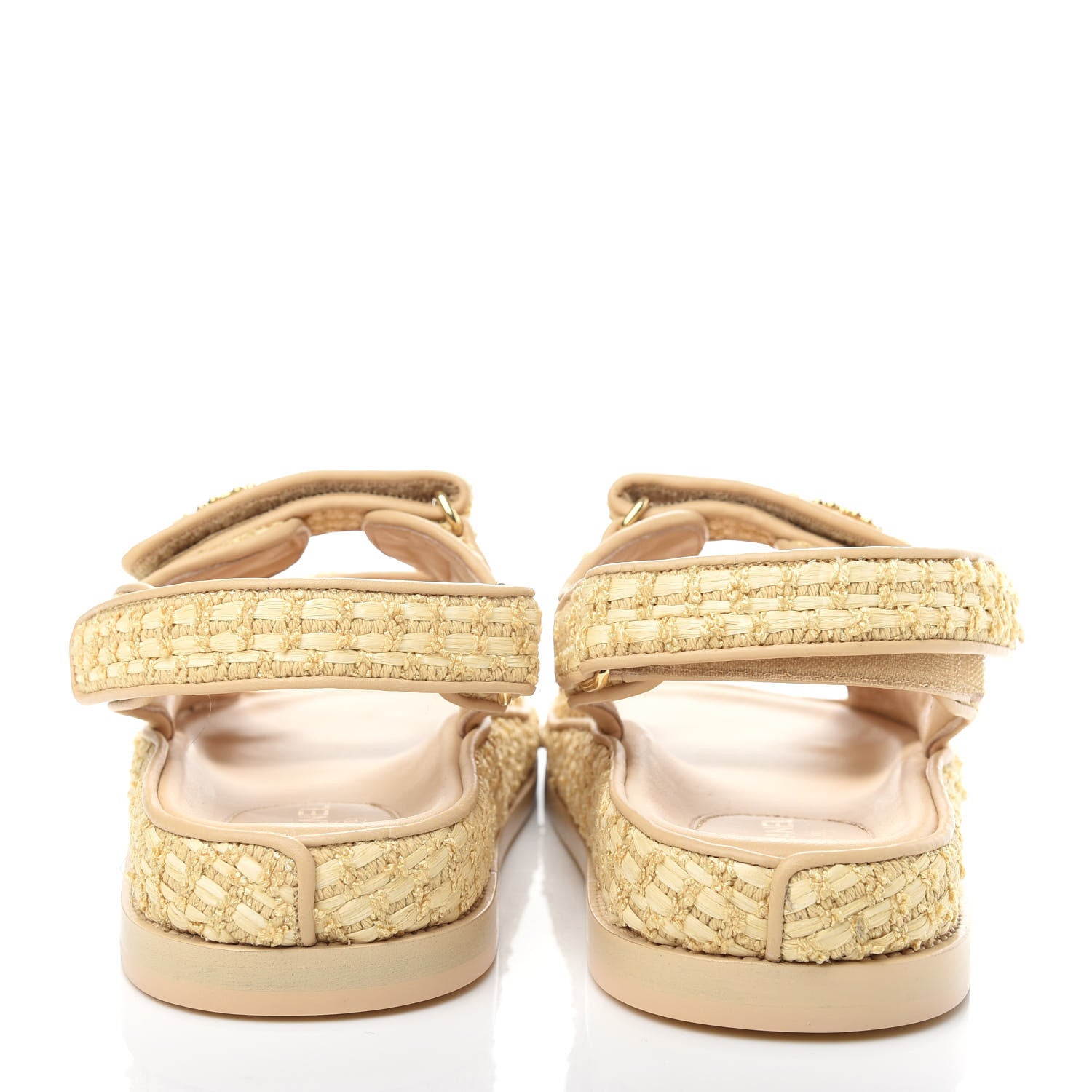 Chanel Braided Fabric Velcro Dad Sandals 39 Beige 7 of 11