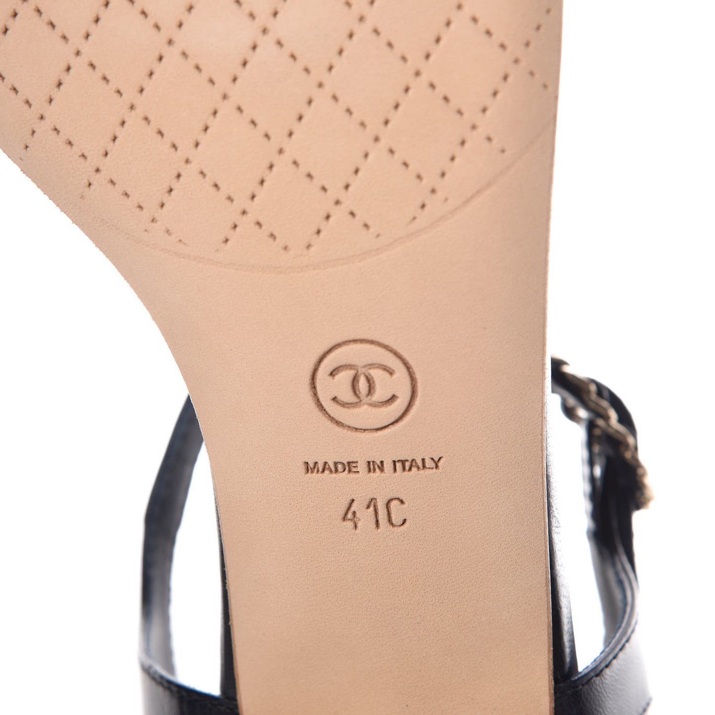 Goatskin CC Chain Thong Sandals 41 Dark Blue
