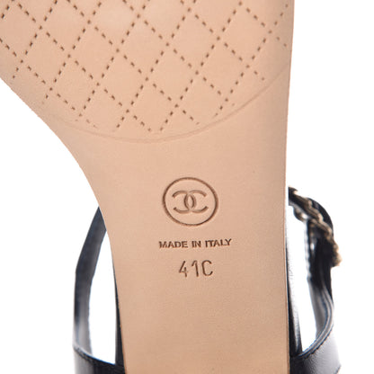 Chanel Goatskin CC Chain Thong Sandals 41 Dark Blue 6 of 8