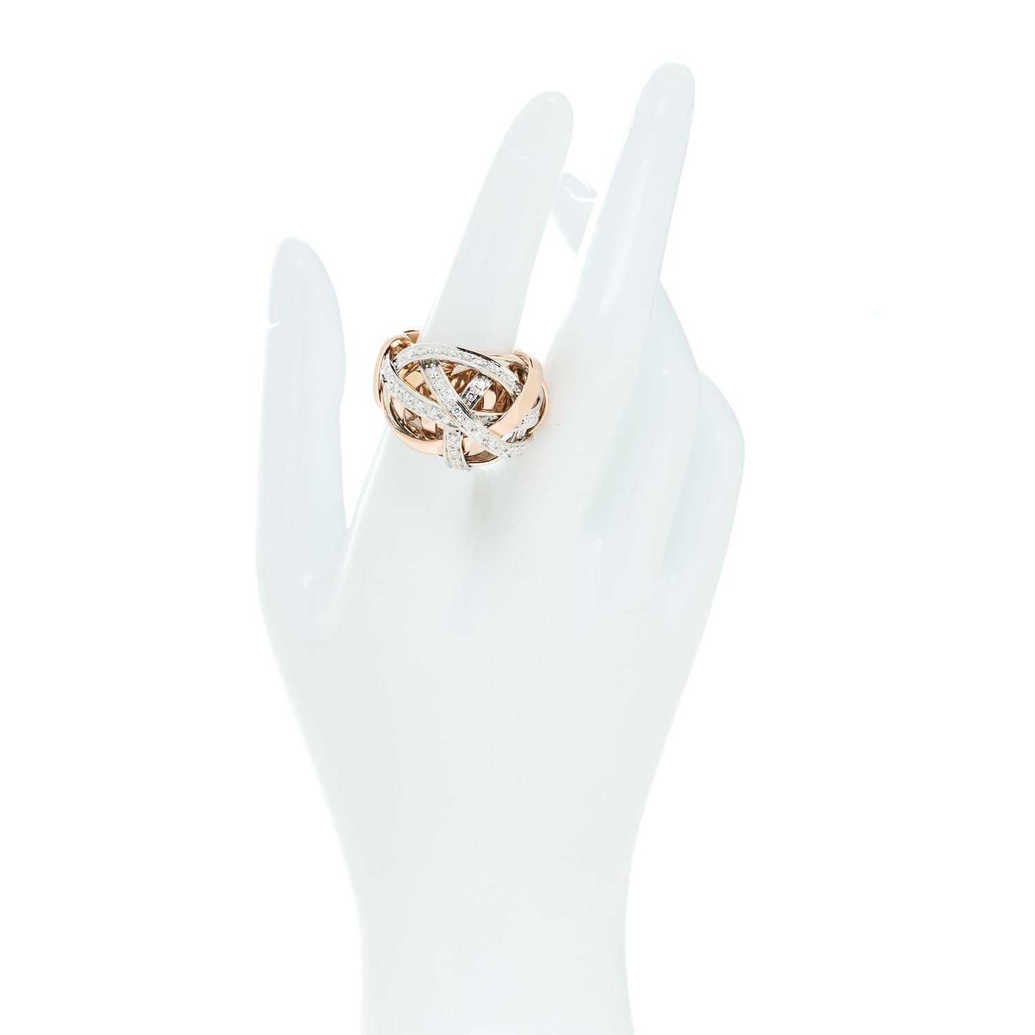 Damiani 18K Rose White Gold Diamond Chignon Ring 55 7.25 2 of 5