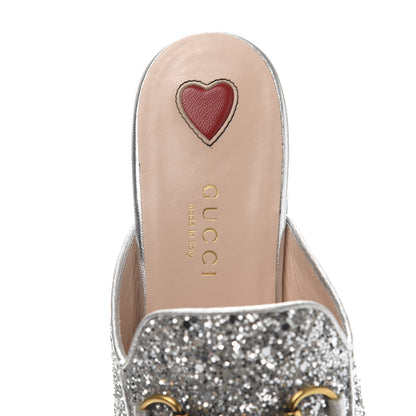 Gucci Glitter Womens Princetown Slippers 35 Silver 6 of 9