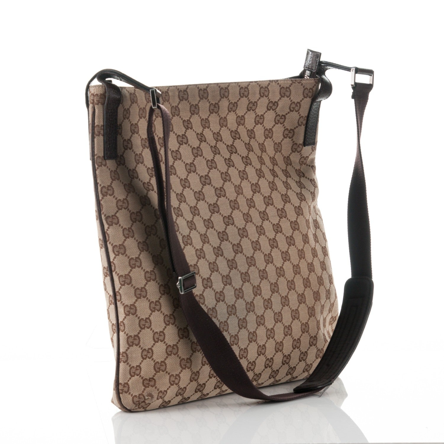 Gucci Monogram Large Flat Messenger Bag Dark Brown 5 of 9