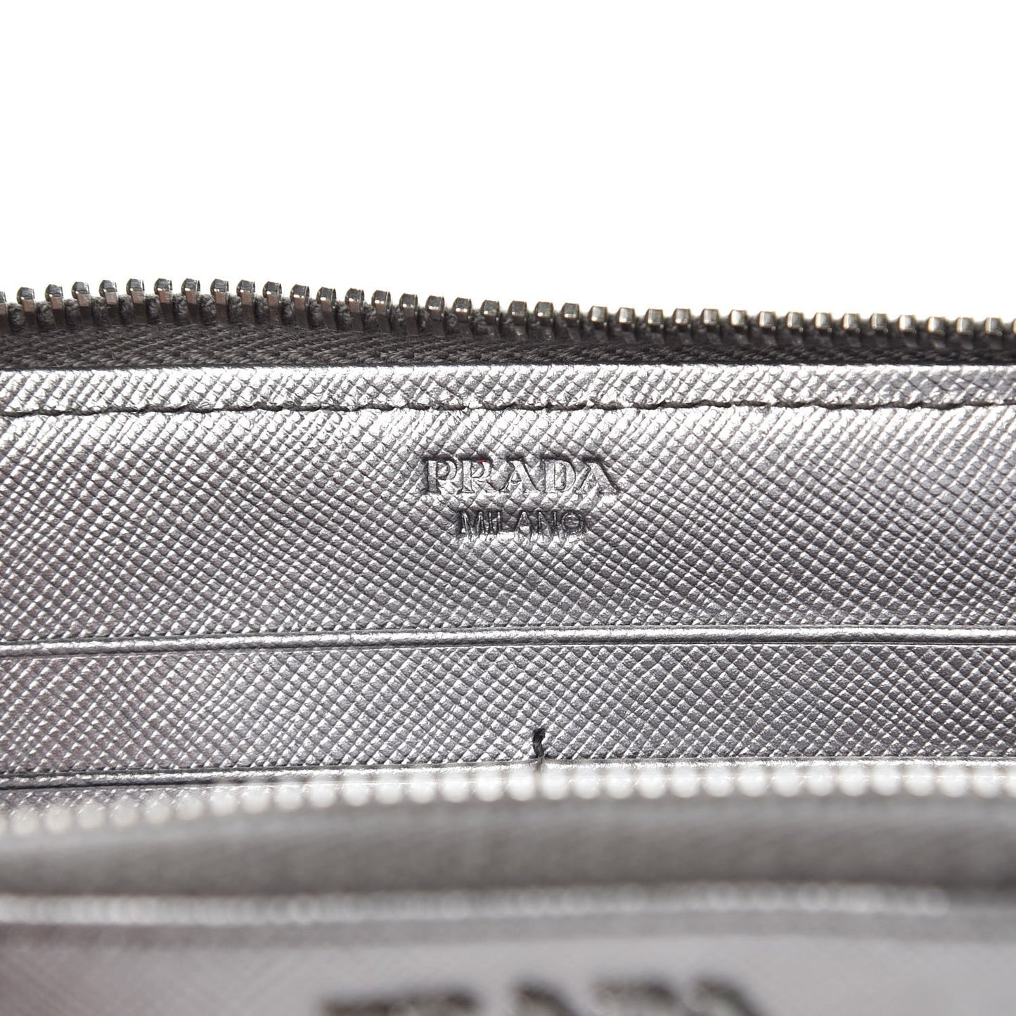 Saffiano Metal Zip Around Wallet Argento