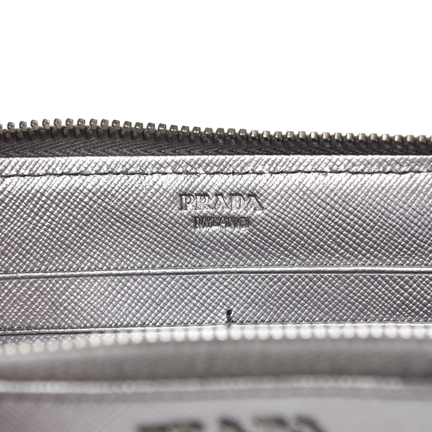 Prada Saffiano Metal Zip Around Wallet Argento 6 of 7