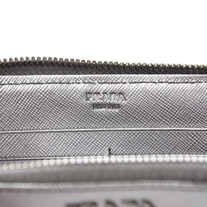 Prada Saffiano Metal Zip Around Wallet Argento 6 of 7