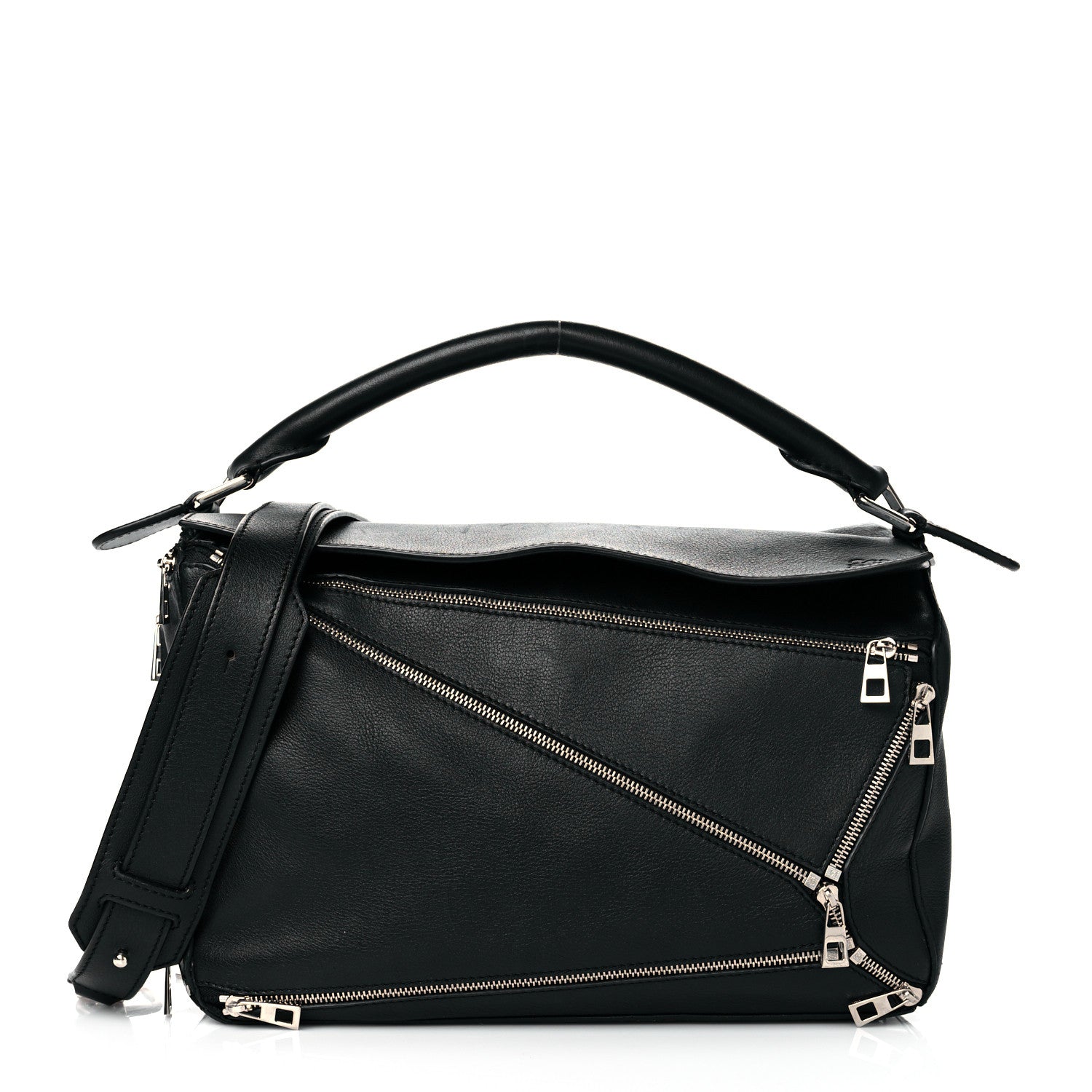 Loewe Calfskin Zipper Puzzle Bag Black 1 of 10