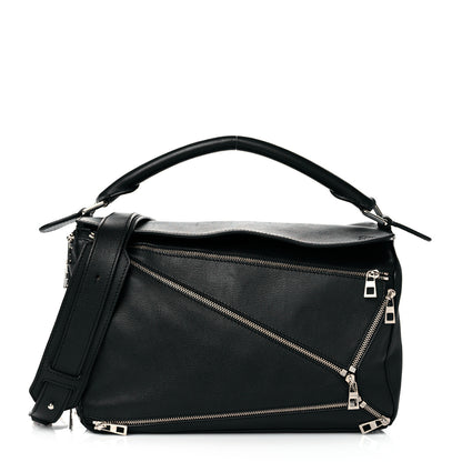 Loewe Calfskin Zipper Puzzle Bag Black 1 of 10