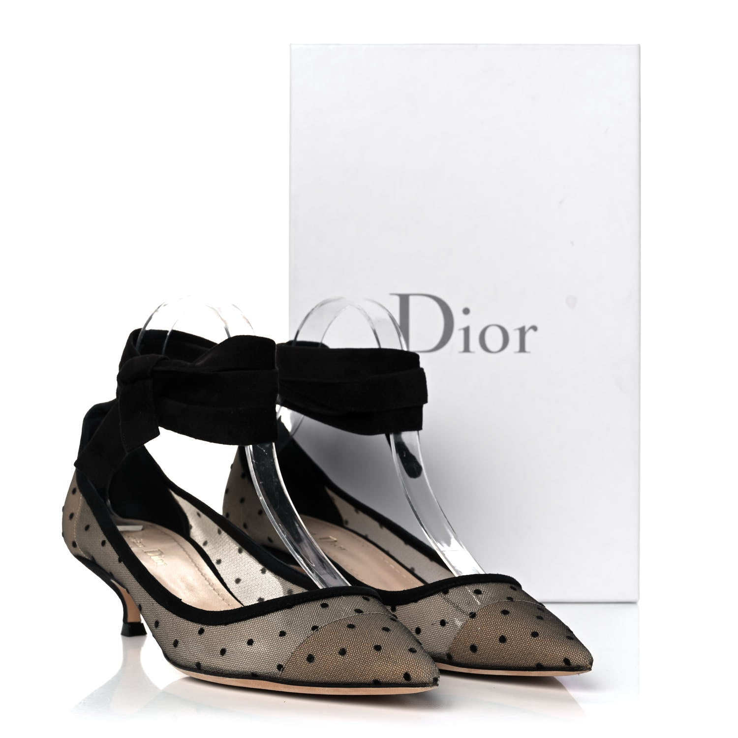 Christian Dior Suede Calfskin Plumetis Lovely-D Ankle Wrap Pumps 39.5 Black 8 of 8