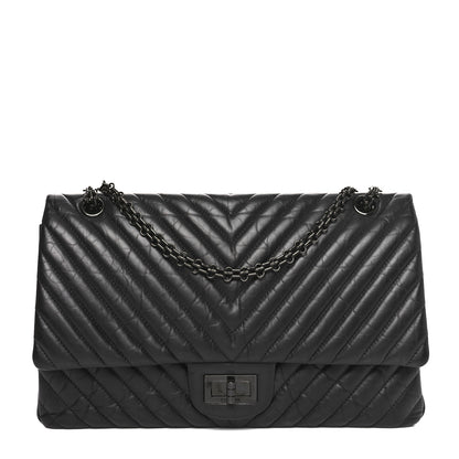 Chanel Aged Calfskin Chevron Quilted 2.55 Reissue 227 Flap So Black 1 of 10