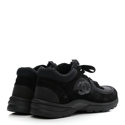 Chanel Nylon Calfskin Suede CC Sneakers 37 Black 4 of 9