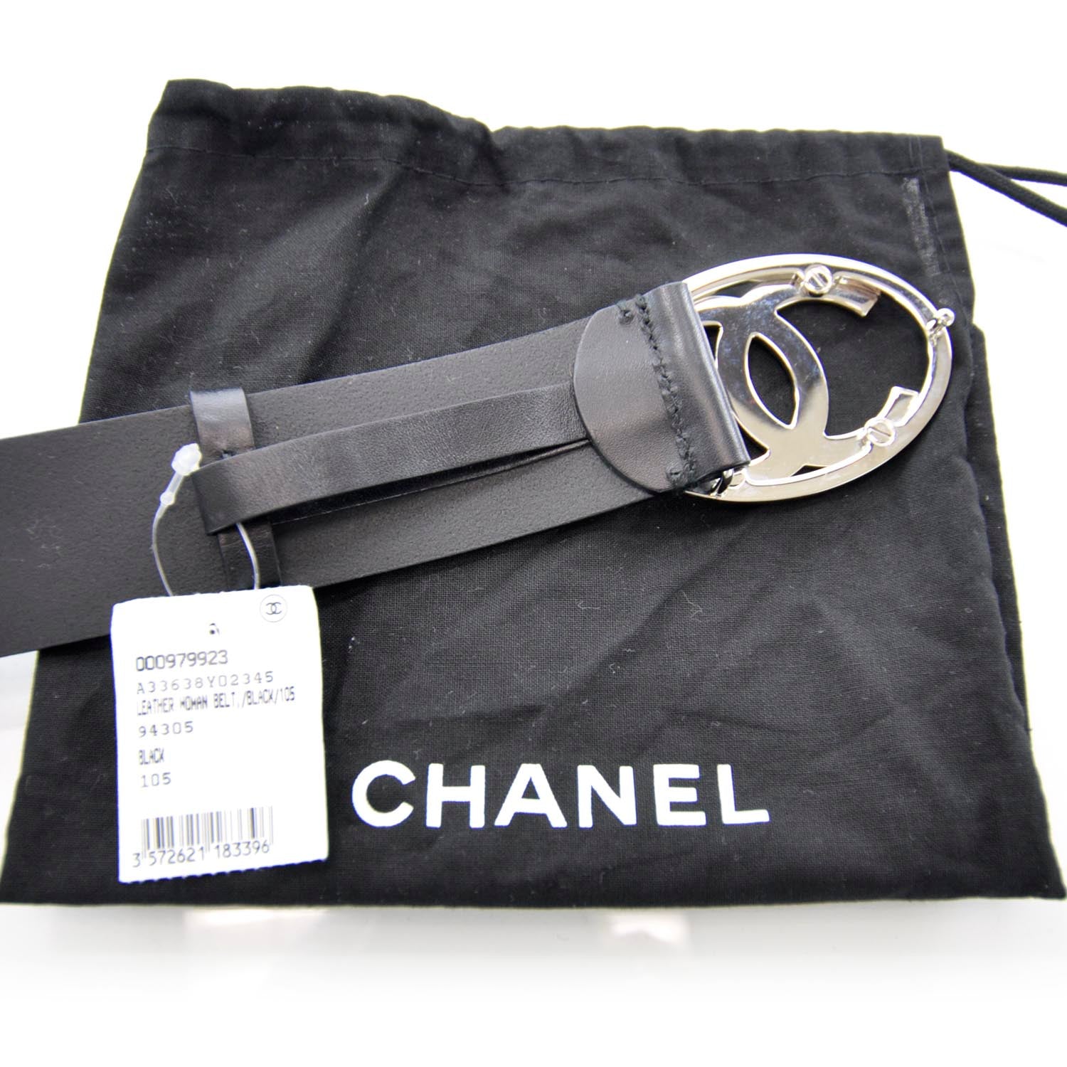 Chanel Leather CC Logo Belt 105 42 Black 7 of 7