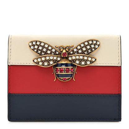 Gucci Calfskin Queen Margaret Card Case Wallet Blue Agata Hibiscus Red Mystic White 1 of 11