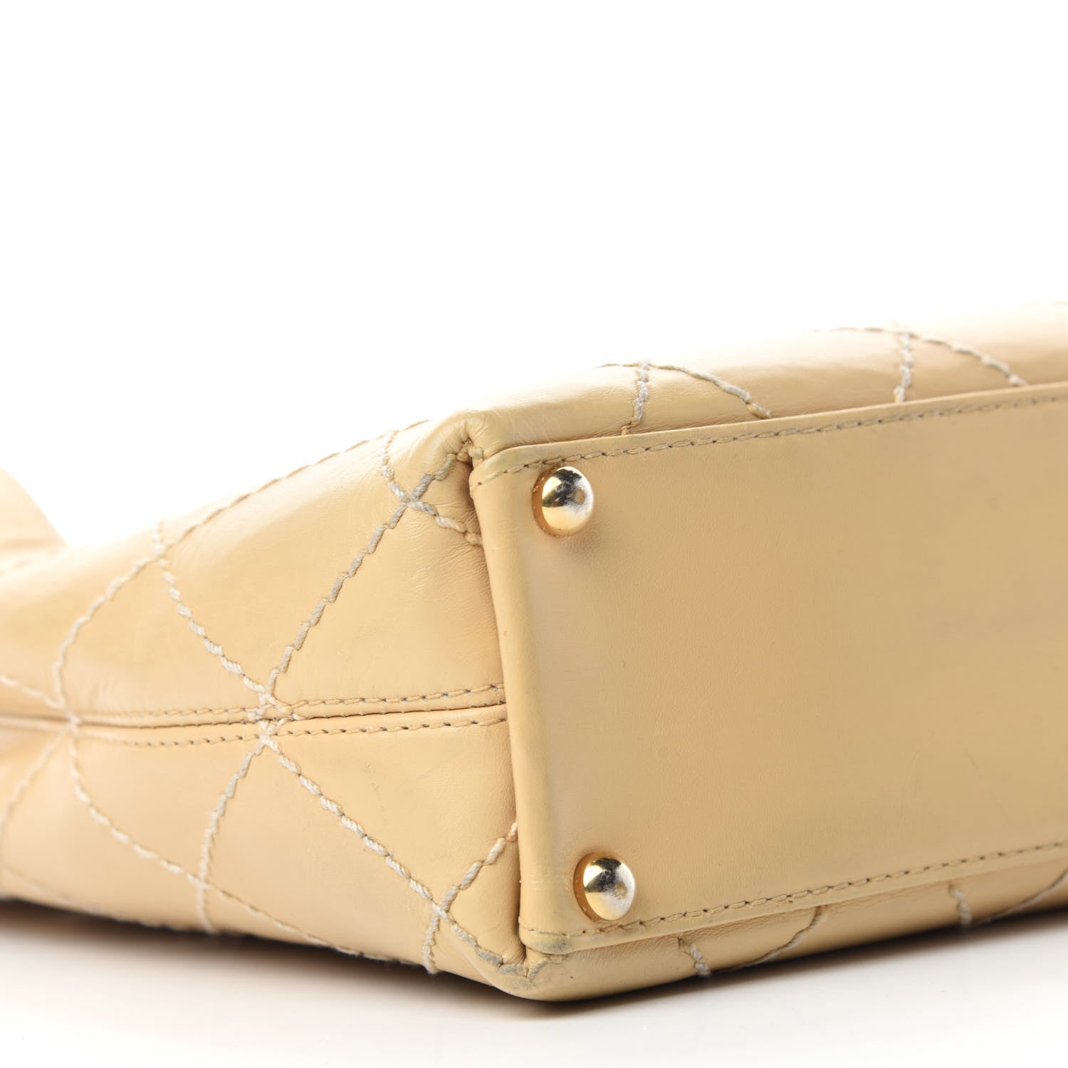 Chanel Calfskin Wild Stitch Tote Beige 6 of 13