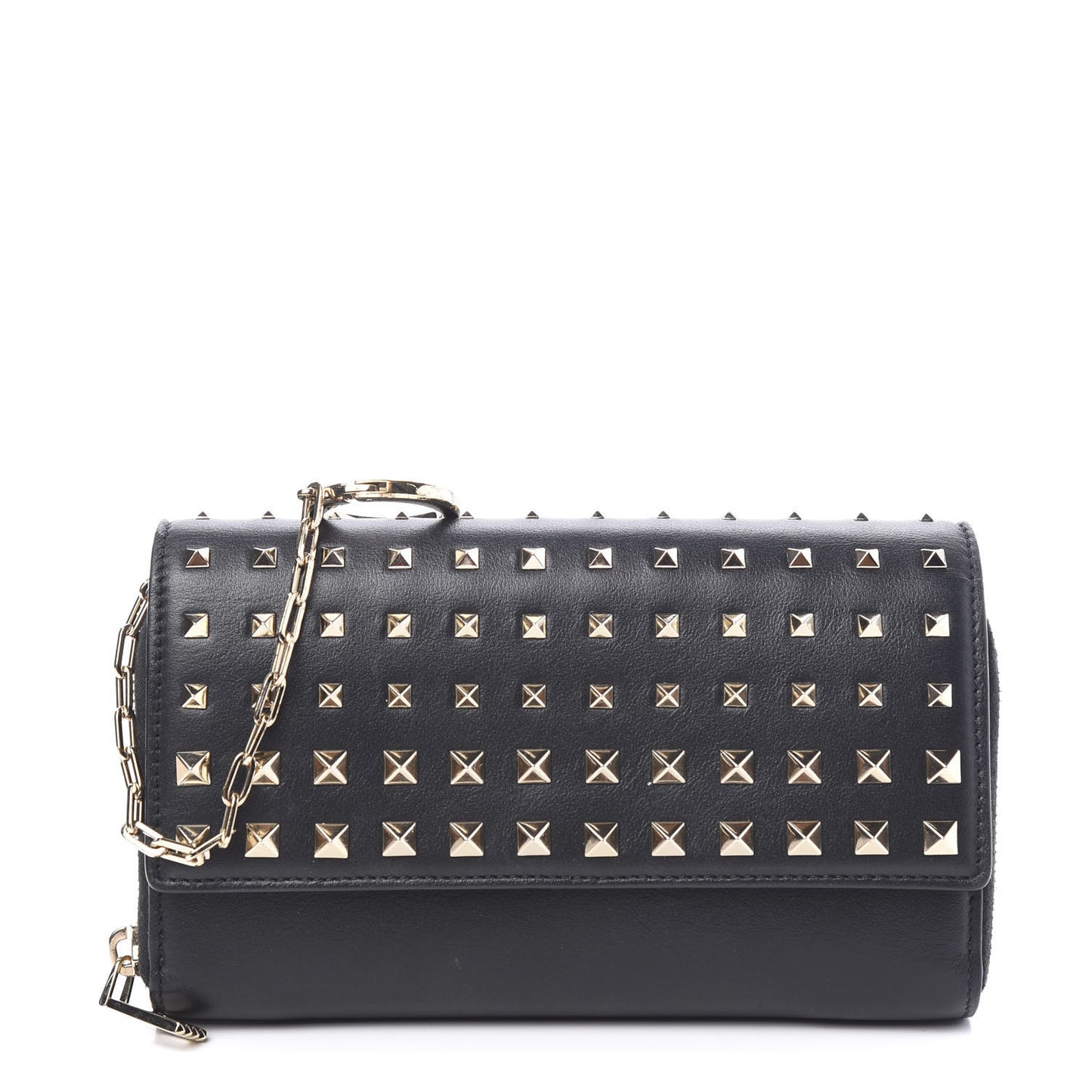 Vitello Rockstud Carry Secrets Continental Wallet On Chain Black