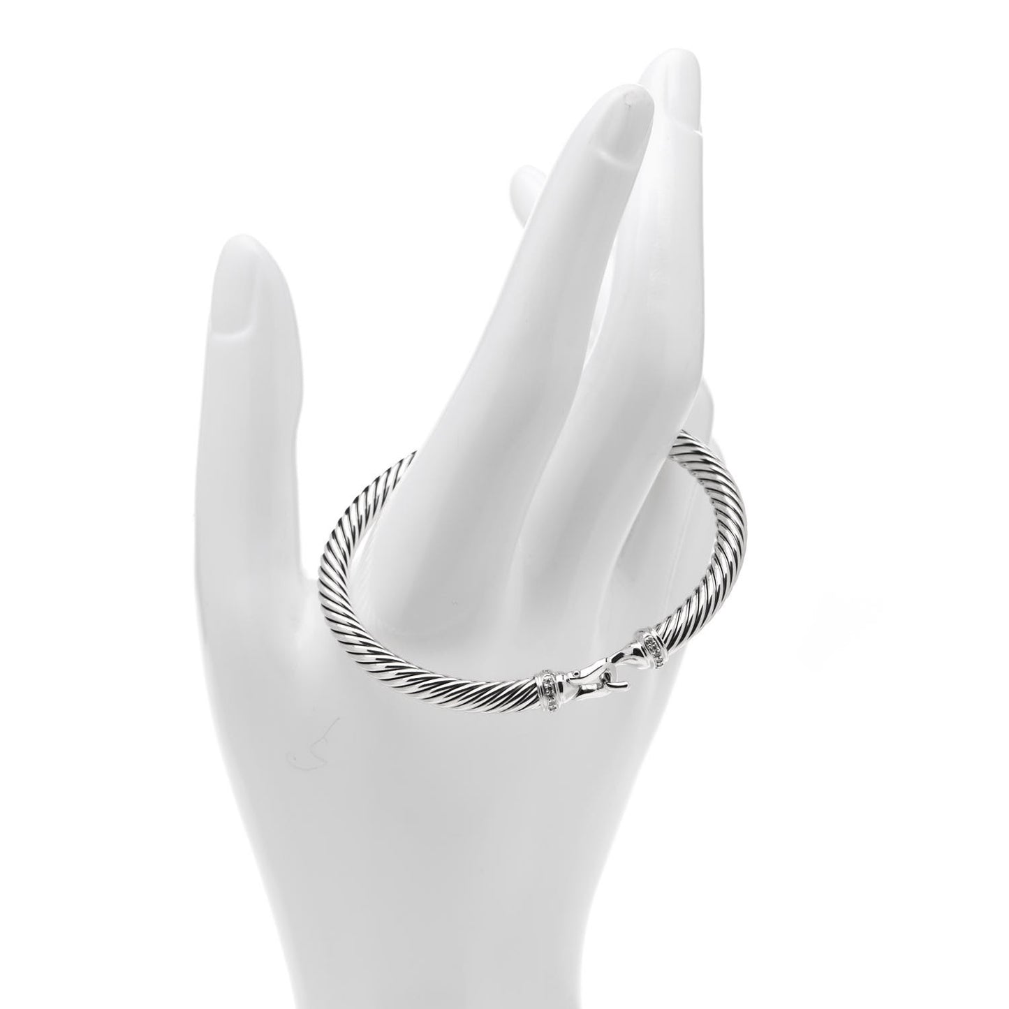 Sterling Silver Diamond 5mm Cable Buckle Bracelet