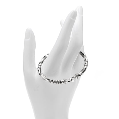 David Yurman Sterling Silver Diamond 5mm Cable Buckle Bracelet 2 of 5