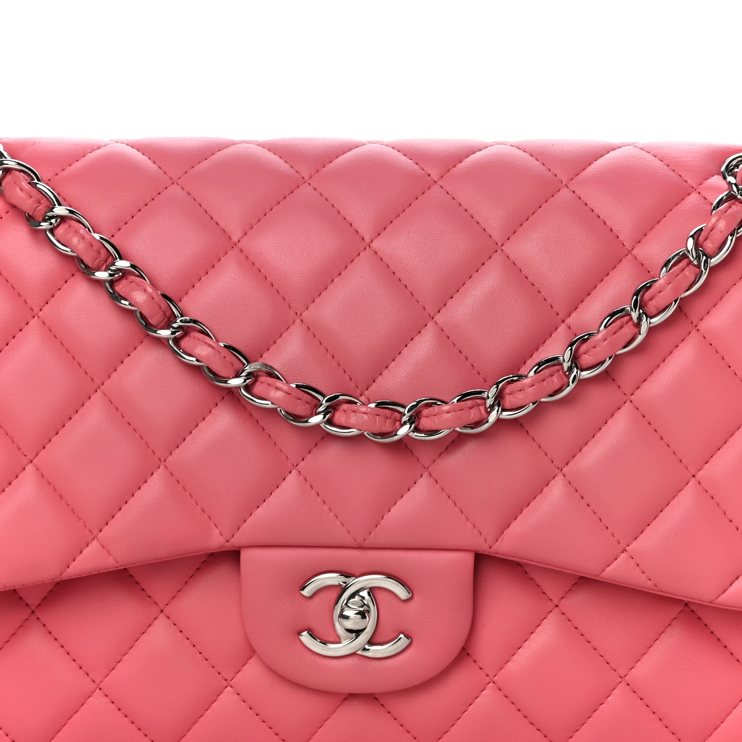 Chanel Lambskin Quilted Jumbo Double Flap Pink 8 of 12