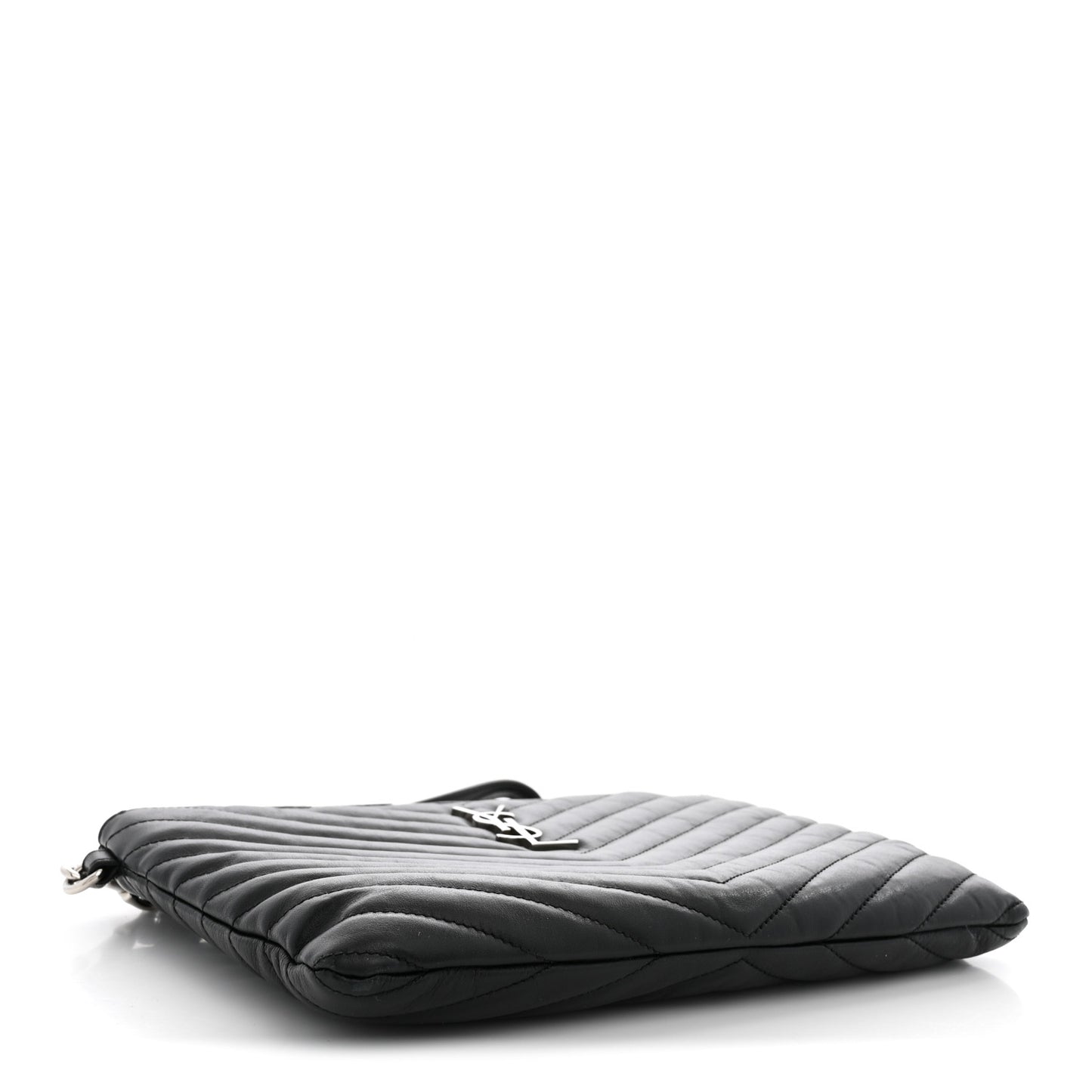 Calfskin Matelasse Chevron Monogram A5 Wristlet Black