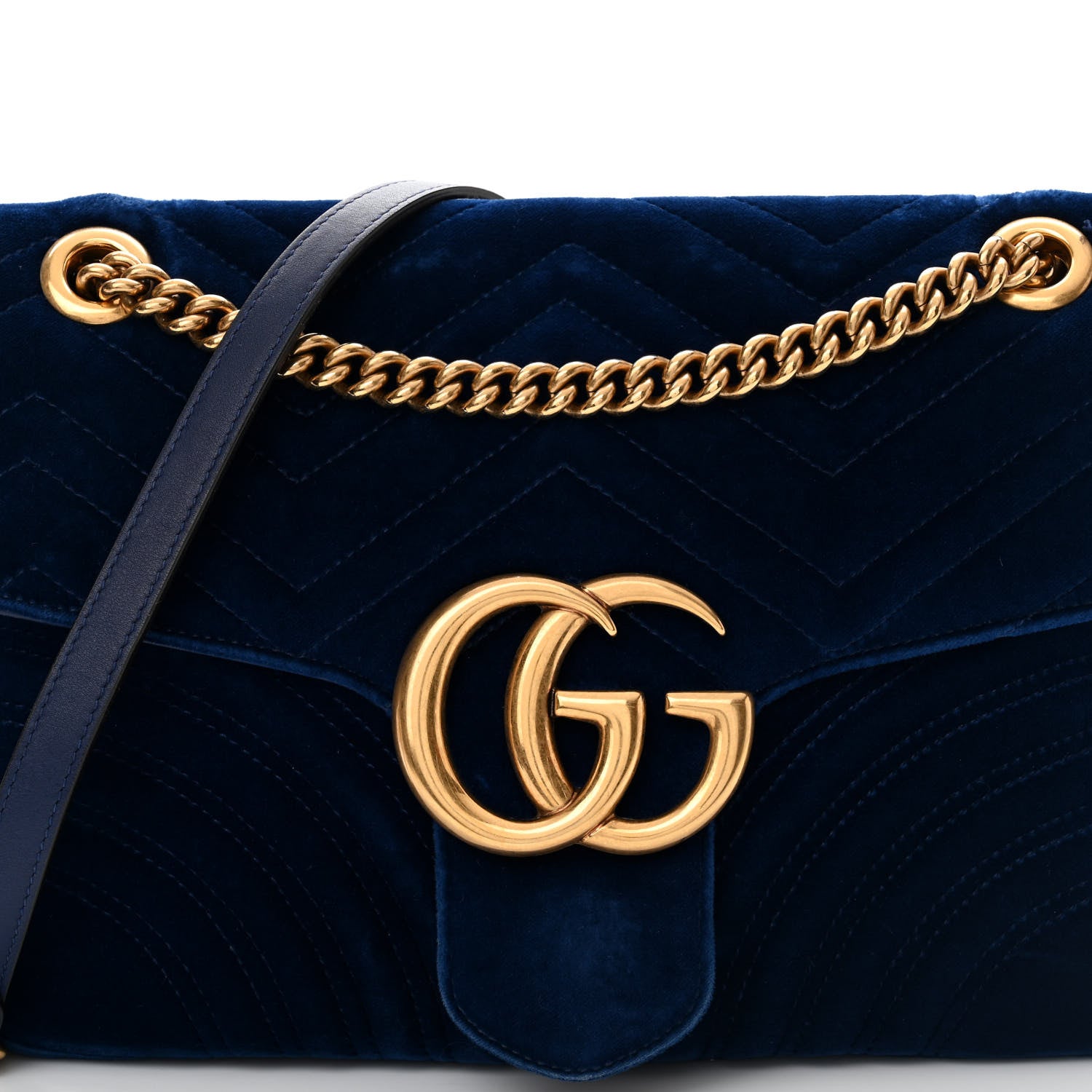 Gucci Velvet Matelasse Medium GG Marmont Shoulder Bag Cobalt Blue 8 of 15
