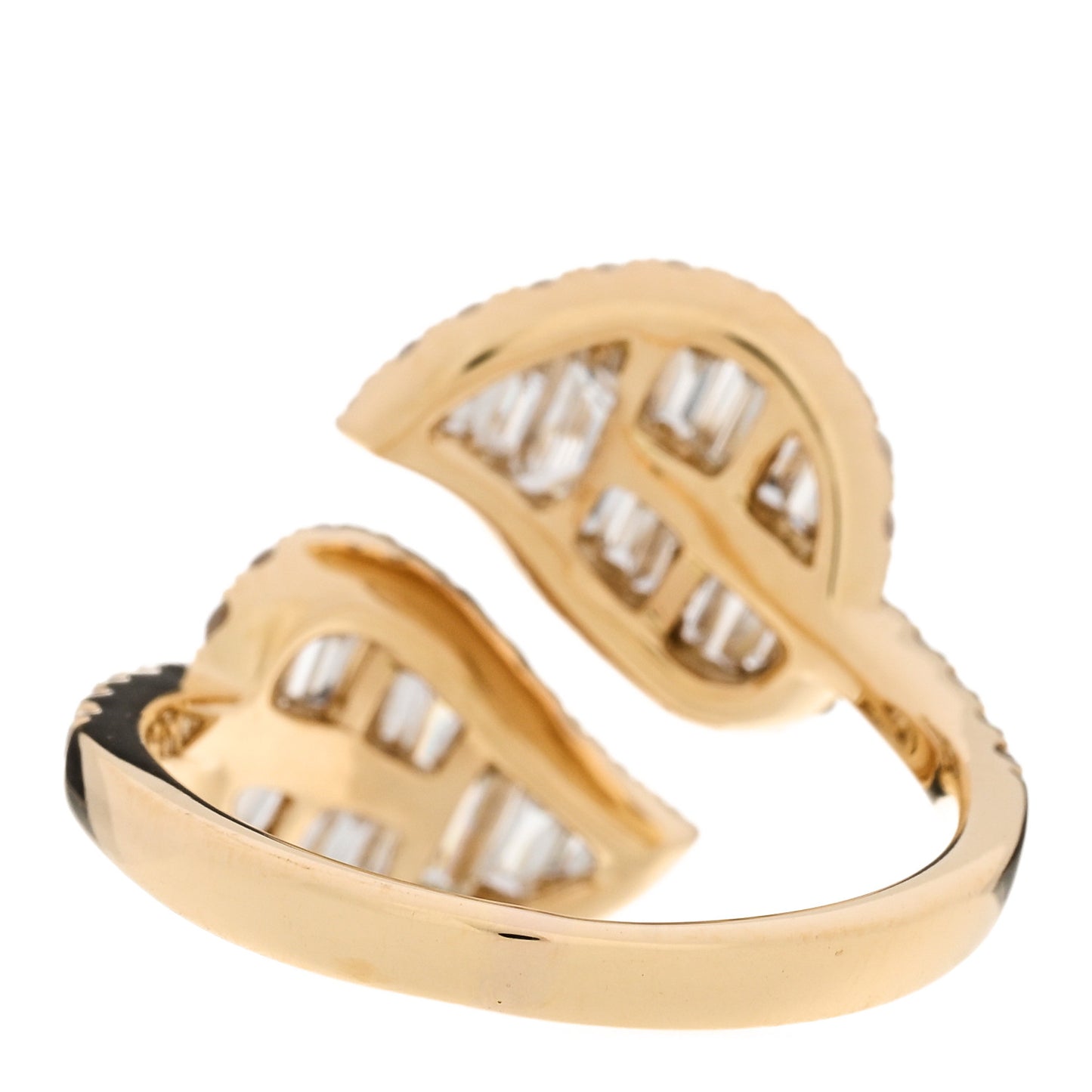 18K Yellow Gold Diamond Medium Palm Leaf Ring 54 6.75