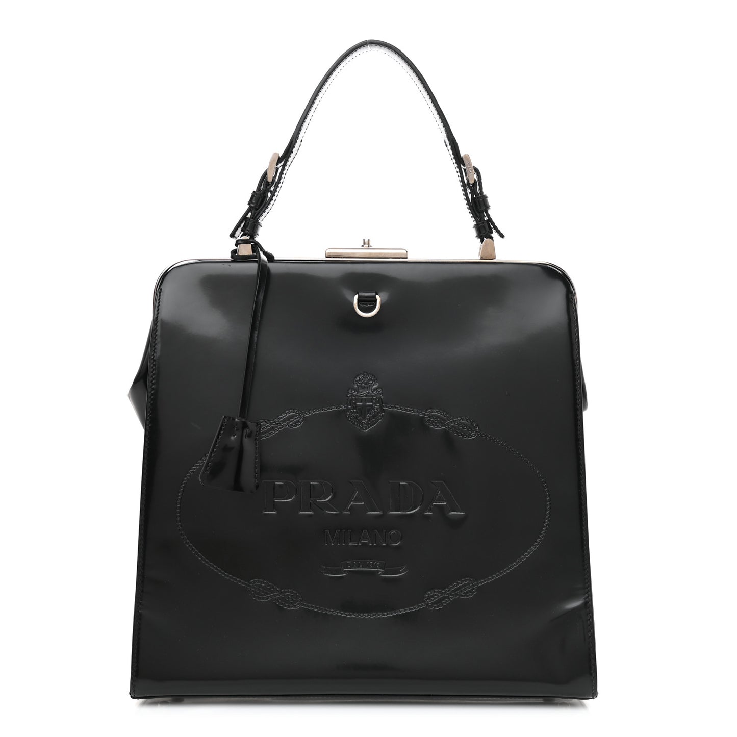 Spazzolato Logo Print Framed Bag Black