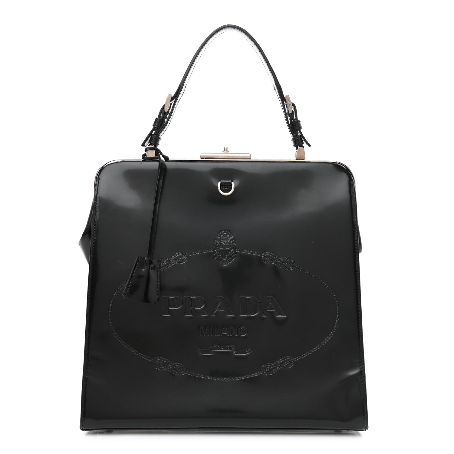 Prada Spazzolato Logo Print Framed Bag Black 1 of 8
