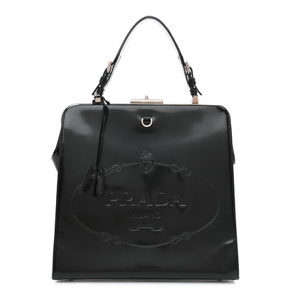 Prada Spazzolato Logo Print Framed Bag Black 1 of 8